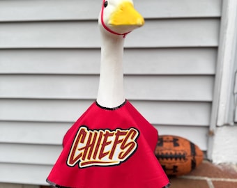 Kansas City Chiefs Porch Goose Outfit | Football Fan Goose Dress | NFL Inspired Goose Clothes | Game Day Porch Decor