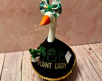 Plant Lady Goose Outfit | Desk Goose Decor, Succulent Dress, Glitter Plants