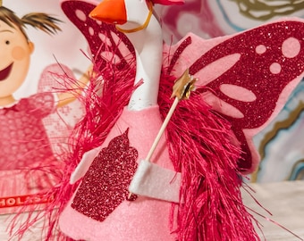 Pink Fairy Goose Outfit – Glitter Dress, Wings & Wand | Desk Goose Clothes