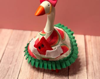 Handmade Watermelon Desk Goose Outfit | Summer Mini Goose Clothes, Bow, Slice