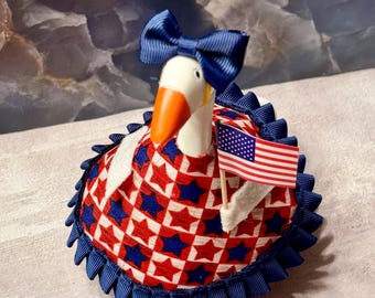Patriotic Goose Dress | Red White Blue Star Print Outfit, American Flag Accessory