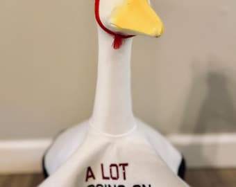 Porch Goose Outfit – "A Lot Going On" Dress, Red Bow Headpiece