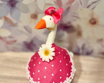 Pink Polka Dot Goose Dress – Handmade Daisy Spring Outfit