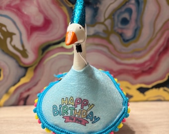 Desk Goose Birthday Outfit | Handmade Celebration Dress & Party Hat