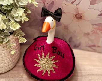 Girl Boss Goose Outfit | Pink Felt Dress with Glitter Sun