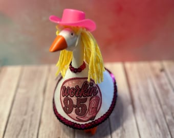 Workin' 9-5 Cowgirl Goose Outfit – Pink Western Desk Decor Accessory