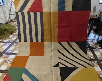 Multicolor Handmade Kilim Rug, Colorful Boho Area Rug,Geometric Tribal Flat Weave Carpet, Woven Farmhouse Living Room Decor Rug,Moroccan Rug