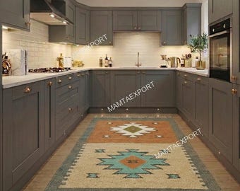 Ręcznie robiony duży kilim, tkany ręcznie, dywan z wełny i juty, kilim dhurrie, motywy, orientalny, tradycyjny indyjski, geometryczny, turecki