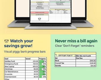 ADHD Budget Planner: Piggy Bank Savings Tracker (Digital Download)