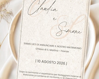 Editable wedding invitation on Canva – Elegant beige and ivory template – Customizable wedding template – Printable wedding invitation template