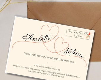 Editable wedding invitation on Canva – Youthful red heart template – Customizable wedding template – Printable wedding invitation template