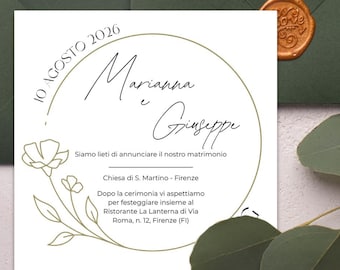Editable wedding invitation on Canva – Elegant stylized flower template – Customizable wedding template – Printable wedding invitation template