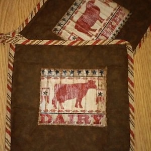 Hot Pad Pot Holder Cow & Sheep 2 Pc Set