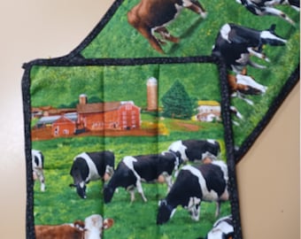 Cow Brown And White Hereford Cow Kitchen Dish Towel And Pot Holder Gift Set