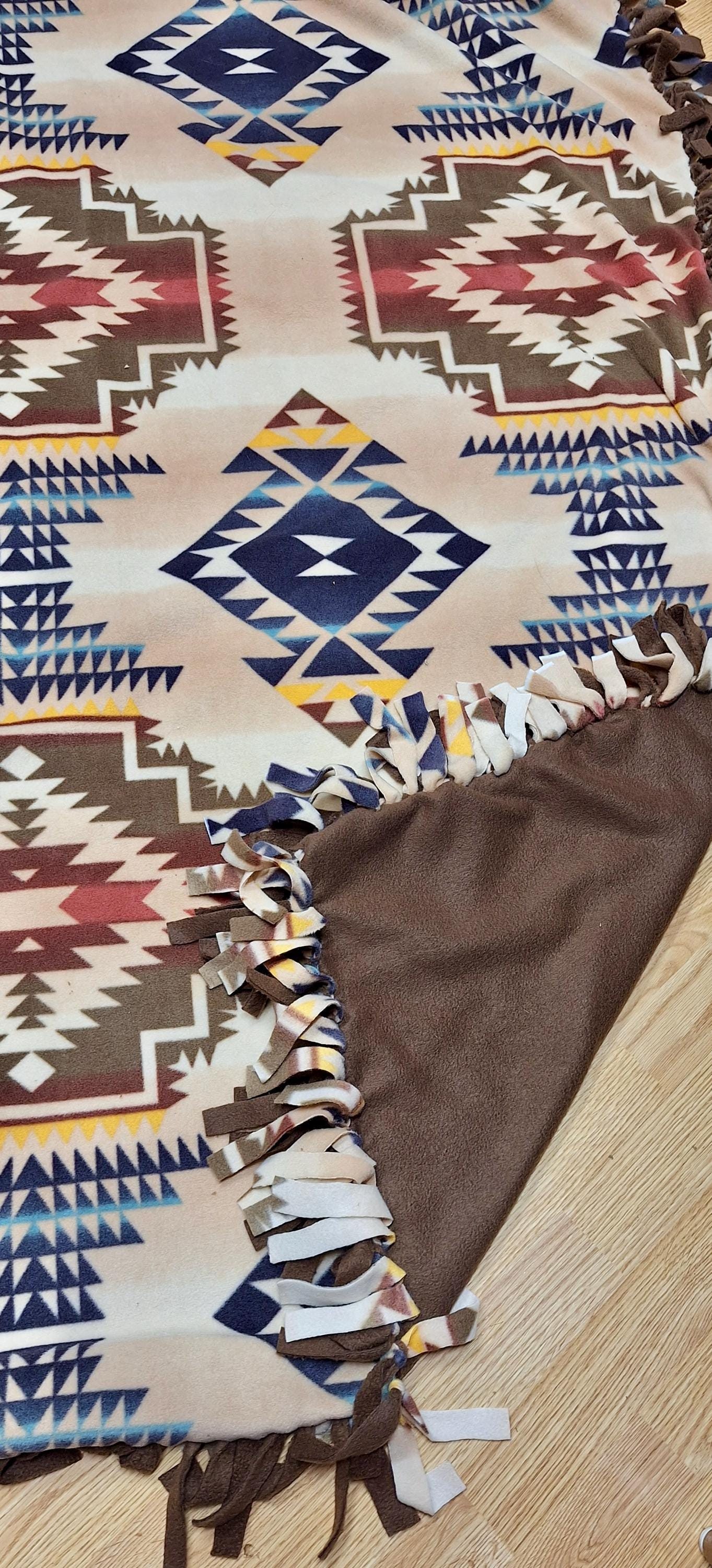 Aztec Design Fleece Tied Reversible Blanket XL - Etsy