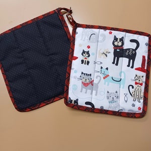 Cats Hot Pad Pot Holder or Trivet 2 pc set