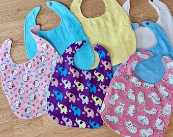 Baby Bibs - 3 layer - Pink / Purple