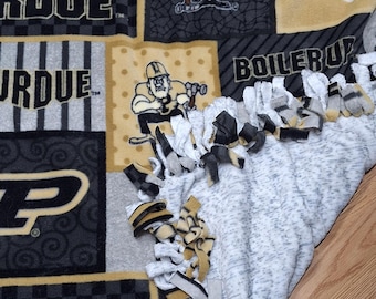Purdue University Fleece L Long 2 Layer Tied Blanket