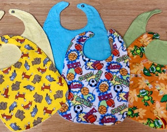 Baby Bibs - 3 layer - Terry Cloth