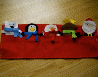 Finger Puppets - 5 piece Christmas Felt with Case