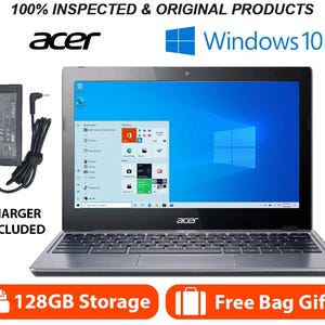 Ordinateur portable Chromebook Windows 11 personnalisé - Stockage de 128 Go - Modifié par des professionnels - PC léger pour étudiant et bureau