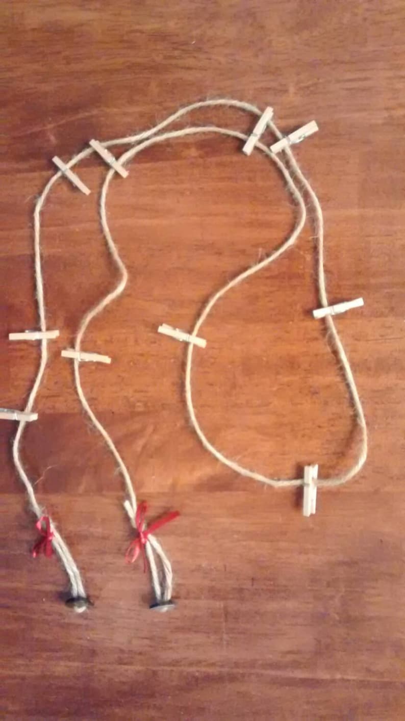 Jute String Card Photo Memo Holder With 6 Wooden Pegs With Etsy