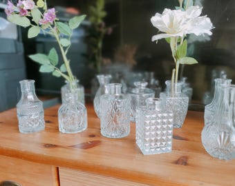 Wedding glass bud vases table centerpieces set of 10 mixed variety