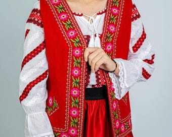 Folklore Weste für Dame, Stickerei Weste, traditionelle Weste Folk Weste für sie, Stickerei Dame Weste Frau Geschenk Mutter Geschenk Traditionelle Weste