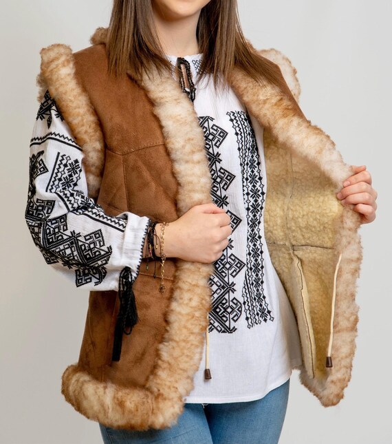 Cowhide Vest , Fur Waistcoat , Real fur Traditional Waistcoat , Lady Folk Traditional vest , Cowboy Lady Vest , Daughter gift , Mother gift