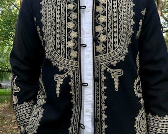 Traditional men Jacket also in big sizes , Men Folk Jacket , Embroidery Men Jacket Husband gift, Father gift Boyfriend gift