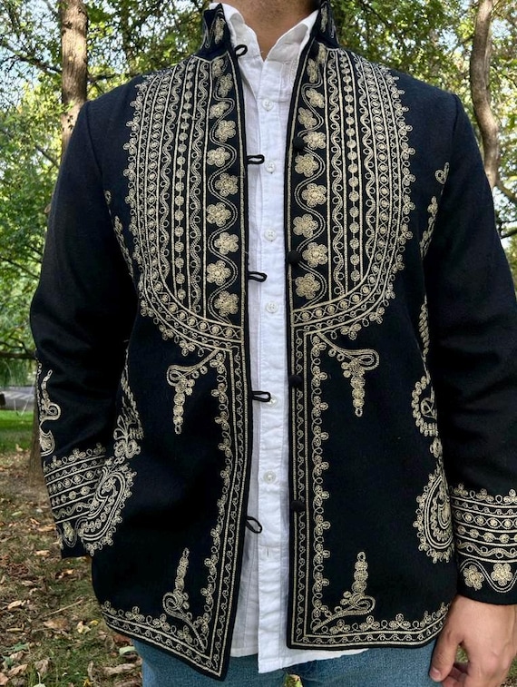 Traditional men Jacket also in big sizes , Men Folk Jacket , Embroidery Men Jacket Husband gift, Father gift Boyfriend gift