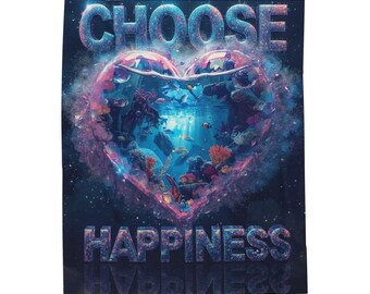 Manta acogedora "Elige la felicidad", manta de regalo positiva