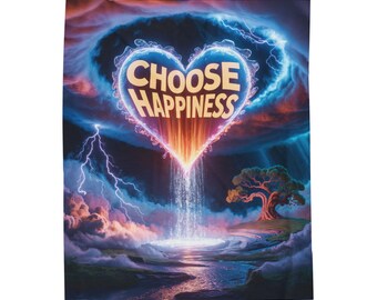 Manta acogedora "Elige la felicidad", manta de regalo positiva
