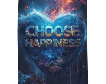 Manta acogedora "Elige la felicidad", manta de regalo positiva