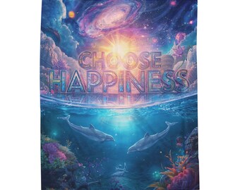 Manta acogedora "Elige la felicidad", manta de regalo positiva