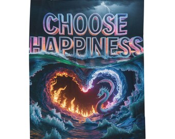 Manta acogedora "Elige la felicidad", manta de regalo positiva