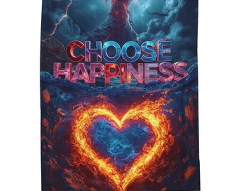 Manta acogedora "Elige la felicidad", manta de regalo positiva