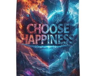 Manta acogedora "Elige la felicidad", manta de regalo positiva