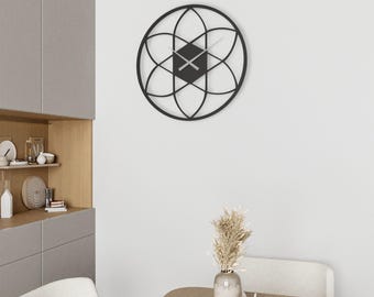 Reloj de pared metálico Flor de la Vida - Reloj silencioso de geometría sagrada