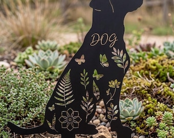 カスタム犬用メモリアルステーク、パーソナライズされた犬用ガーデンサイン、犬用メタルサイン、あらゆる犬種に対応したメタルステーク、ガーデンデコレーション