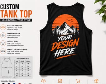 Custom Back Print Tank Top, Personalized Sleeveless Shirt, Upload Your Design, Custom Logo Tank Top, Gym Tank, Unisex Summer Top