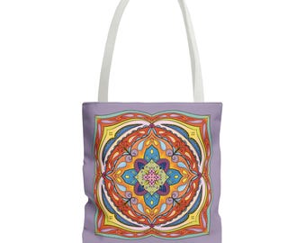 Bolsa Tote Mandala Vibrante: Bolsa de Ombro Boho Colorida