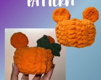 Mouse Ear Pumpkin Crochet Pattern, Halloween PDF Download