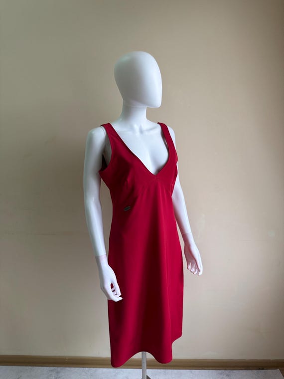 Vintage Versace Jeans Couture Womens Red Sleeveless Midi Dress Size 46 - Etsy Vintage Versace Jeans Couture Womens Red Sleeveless Midi Dress Size 46 - Etsy