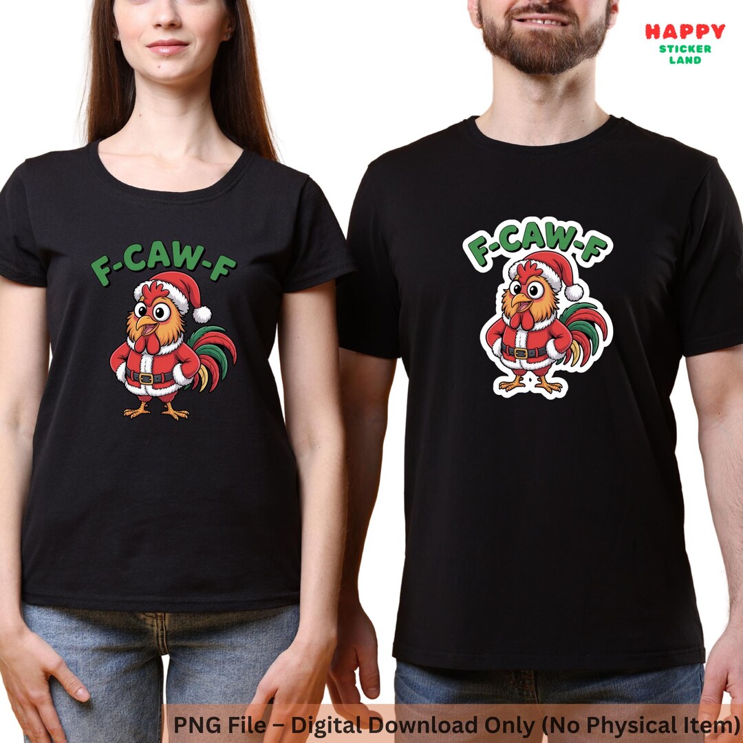 F-CAW-F Santa Chicken Sticker | Funny Christmas Rooster PNG | Farm ...