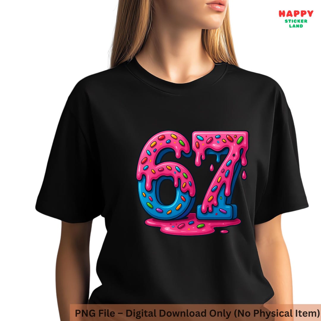 Donut Numbers 67 PNG, Drip Icing Design (digital Download) - Etsy