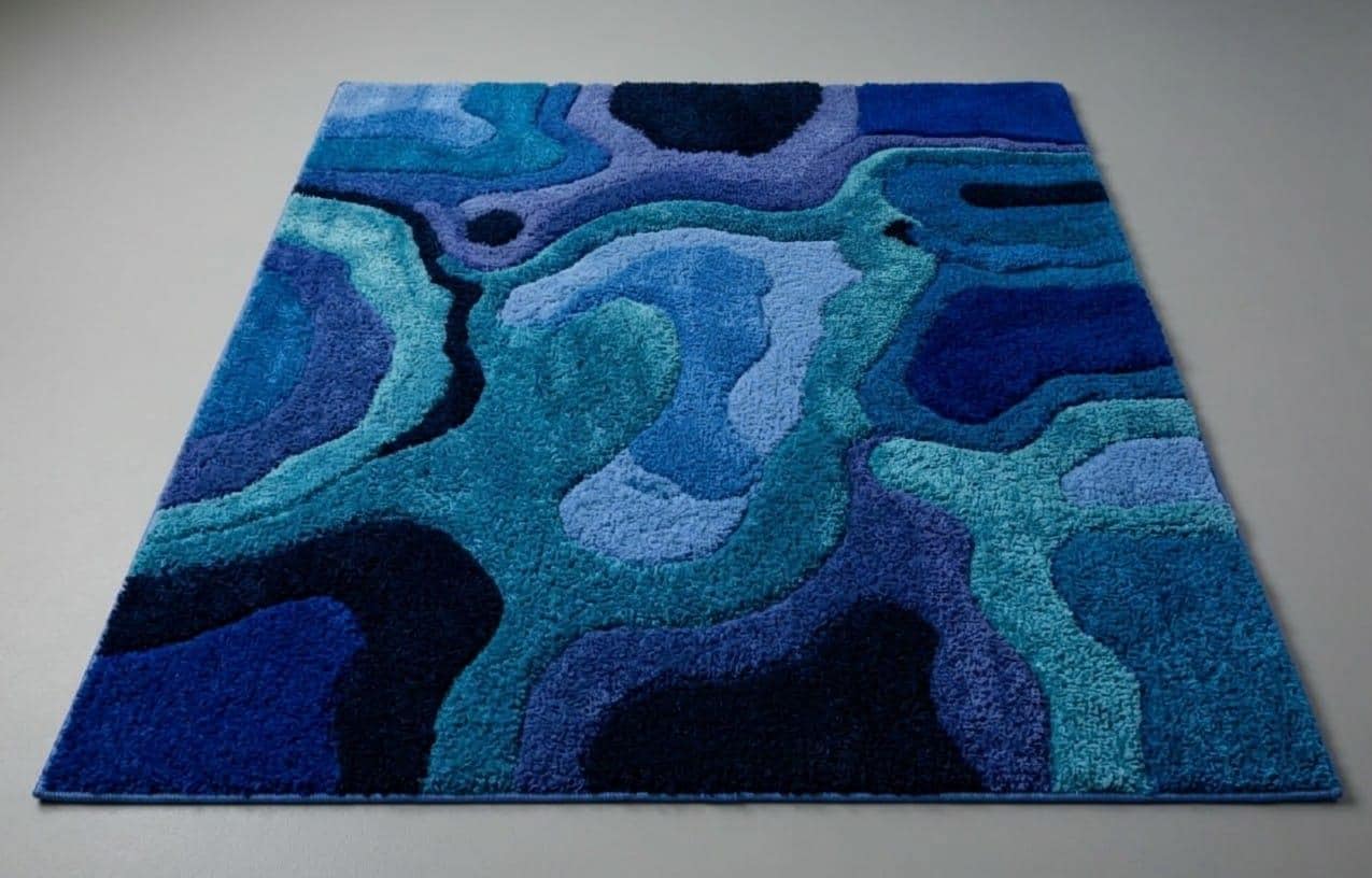 Hand Tufted Cobalt Blue Abstract Rug | Modern Living Room Floor Carpet ...