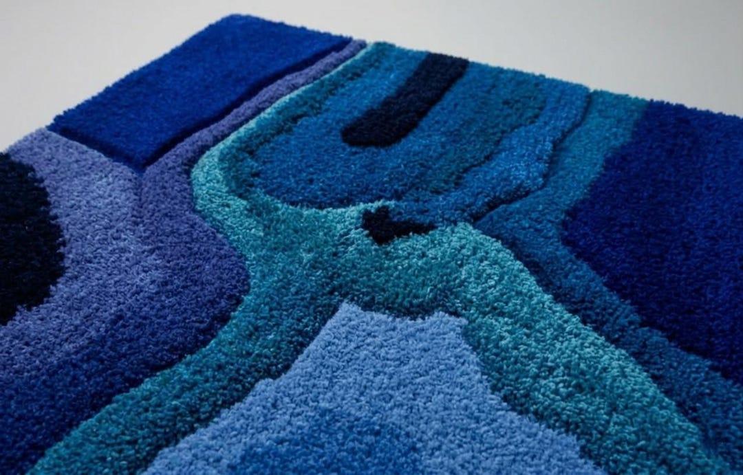 Hand Tufted Cobalt Blue Abstract Rug | Modern Living Room Floor Carpet ...
