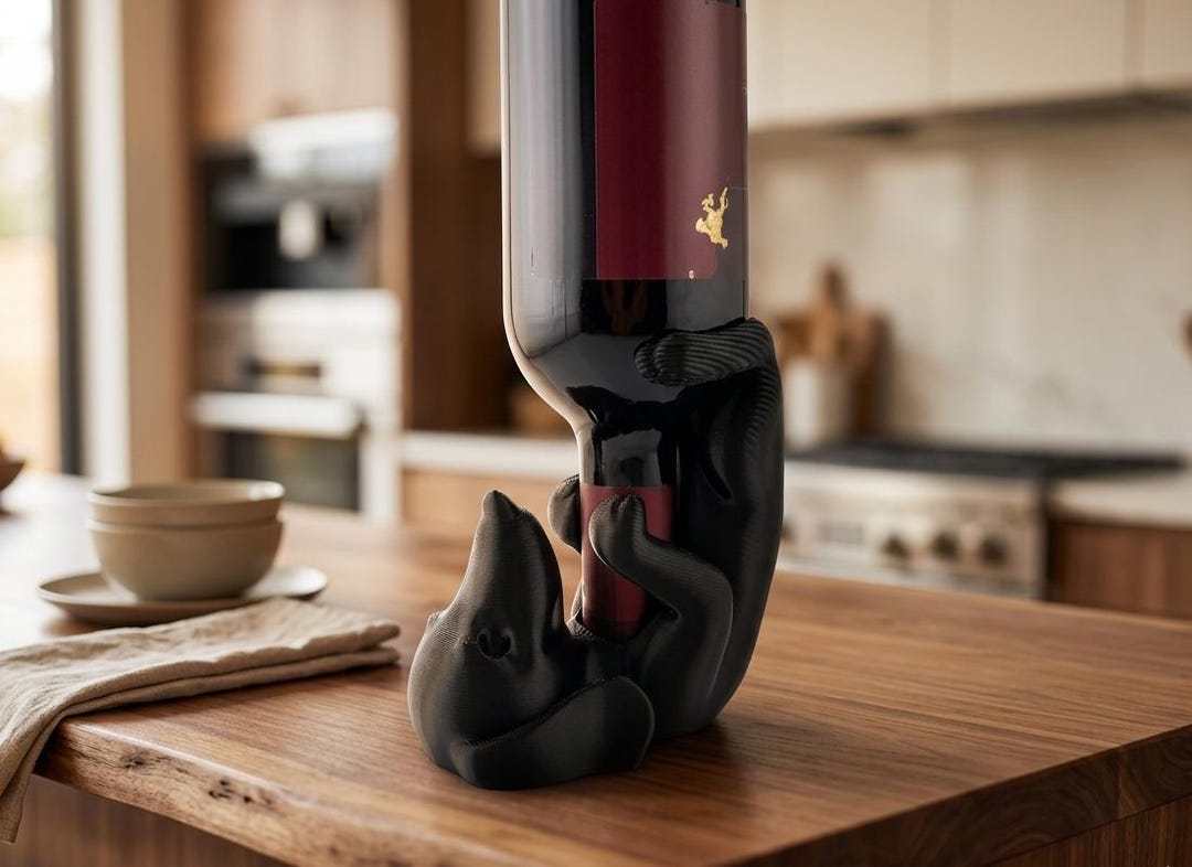 Dog Wine Rack Glossy Black Dog Wine Rack, Modern Sculptural Animal Wine Stand ...