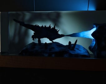 ゴジラ ジオラマ レジンランプ：怪獣 ファイアブレス LED テーブル